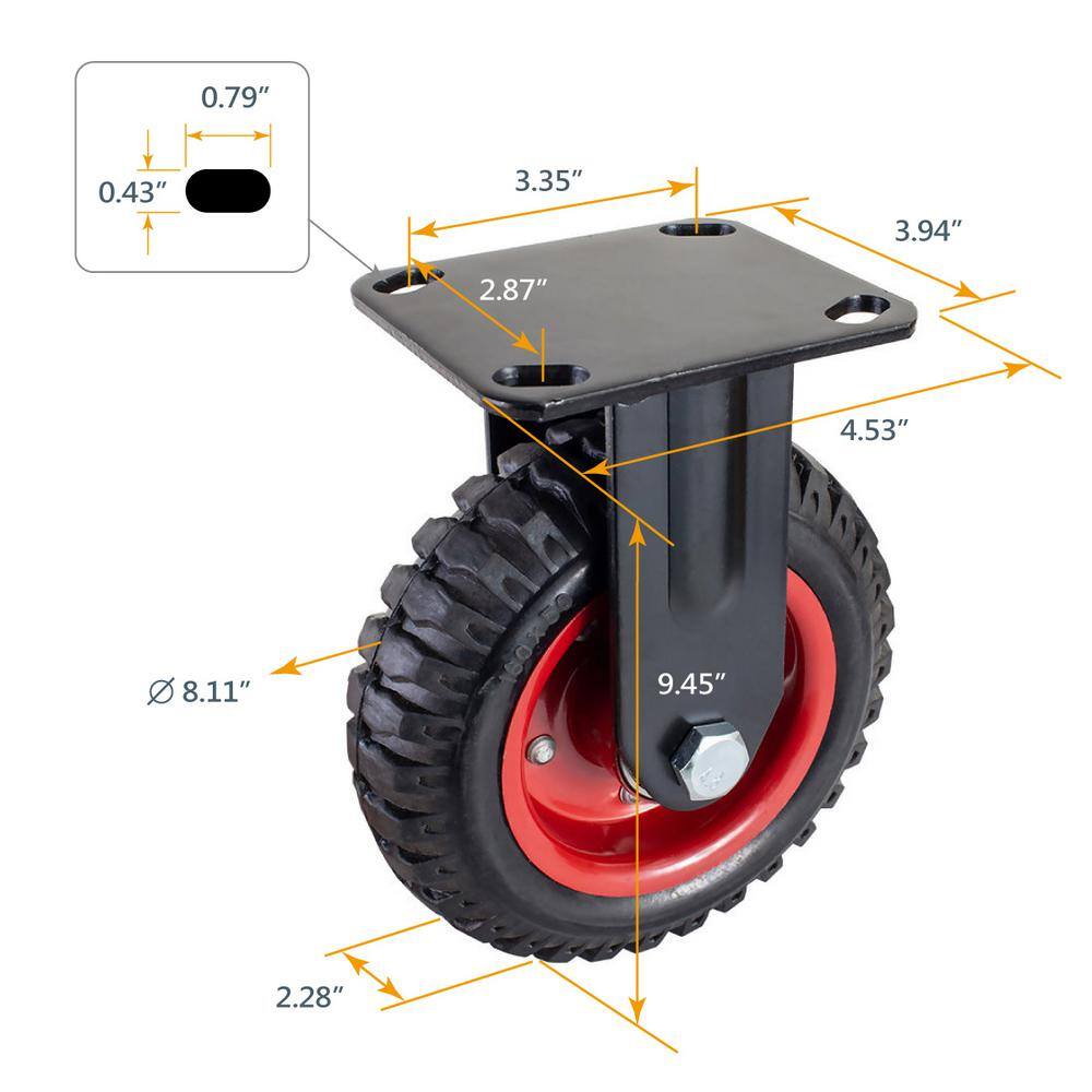 POWERTEC 8 in. Fixed Heavy-Duty Industrial Caster 17053