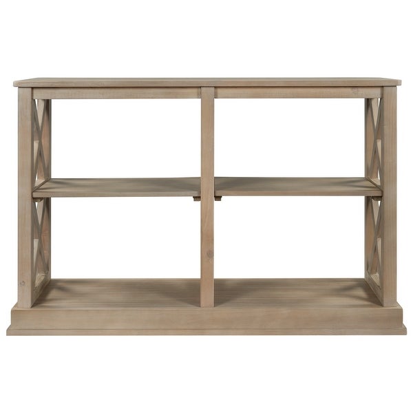 Farmhouse Wood 3-Tier Open Storage Hallway Console Table