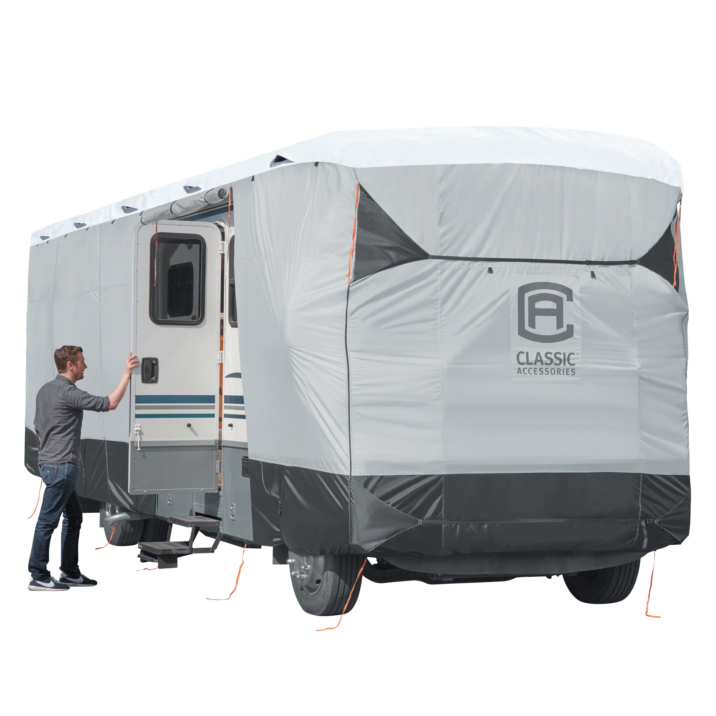 Classic Accessories Over Drive SkyShield Deluxe Water Repellent Class A RV Cover， Fits 24' - 28'L x 125