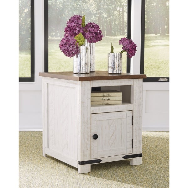 Signature Design by Ashley Wystfield Whitewashed Pine Wood End Table - 23