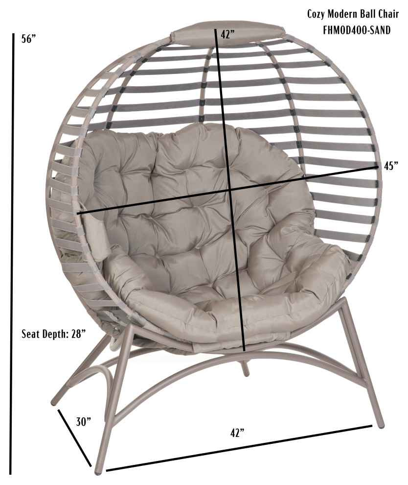 56H x 45W x 26D Beige Modern Cozy Ball Chair   Transitional   Outdoor Lounge Chairs   by IDEAZ International  LLC  Houzz