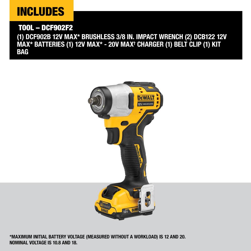 DEWALT XTREME 12V MAX 3/8-IN DRIVE CORDLESS IMPACT WRENCH (2-BATTERIES) Kit