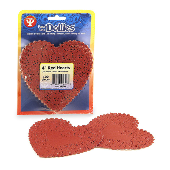 Hygloss Products HYG91044 Doilies 4 Red Heart 100/...