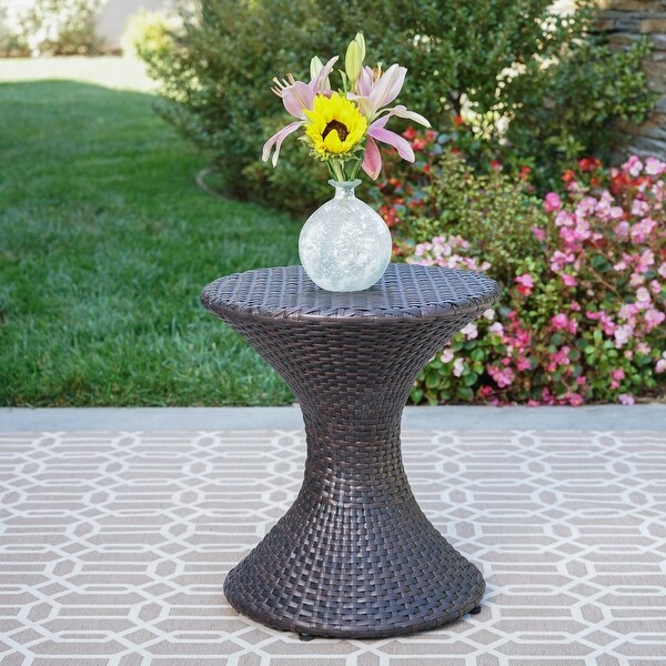 Outdoor Hourglassshaped Side Table with a Durable Iron Frame for Garden，Patio or Backyard