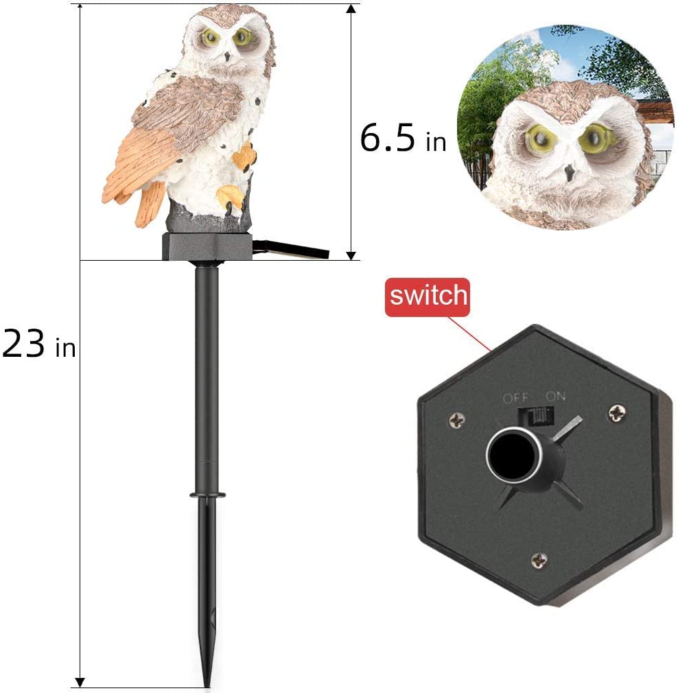 Kidsjoy LED Solar Garden Light Flamingo Owl Lawn Lamp Waterproof Solar Led Lights Outdoor Lighting Night Light Decorative Home Garden (Brown)