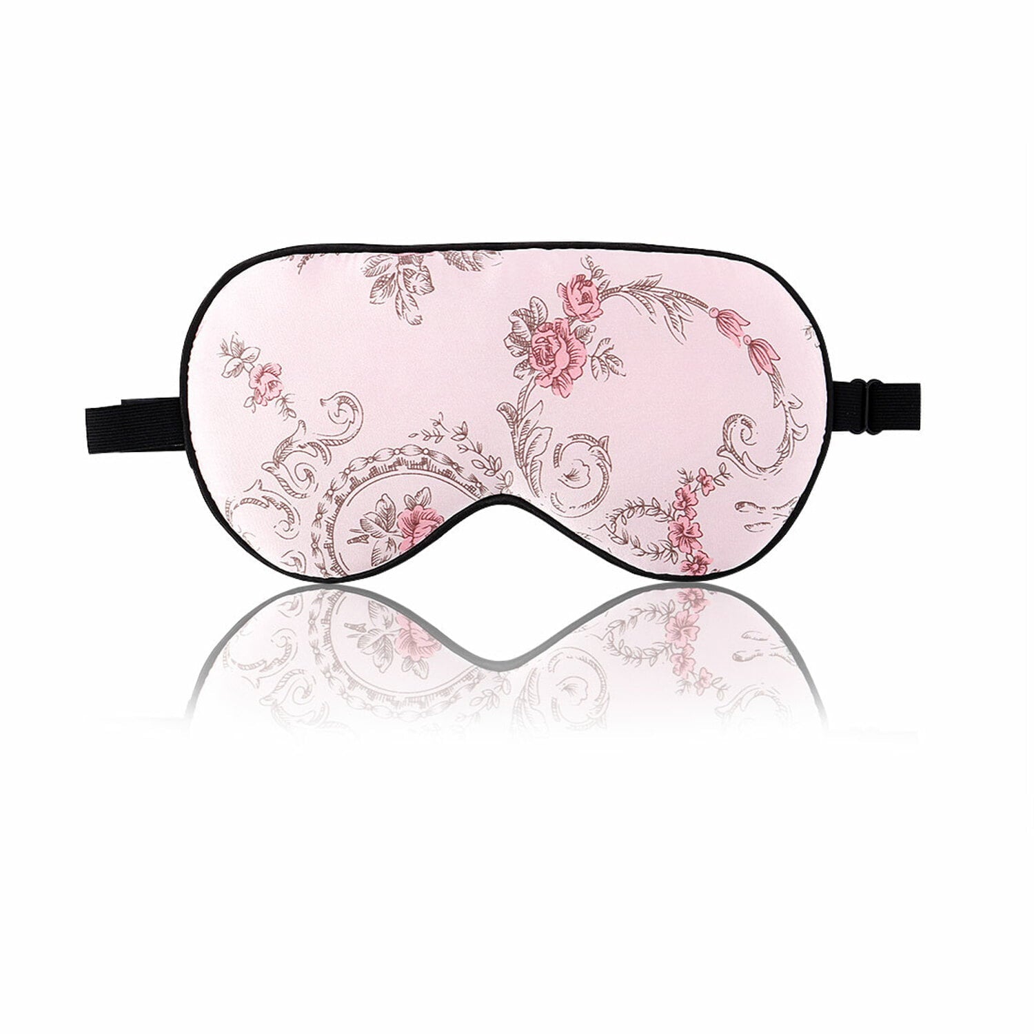 PiccoCasa Natural Silk Sleeping Mask with Adjustable Strap Supersmooth Eye Mask Pink Rose