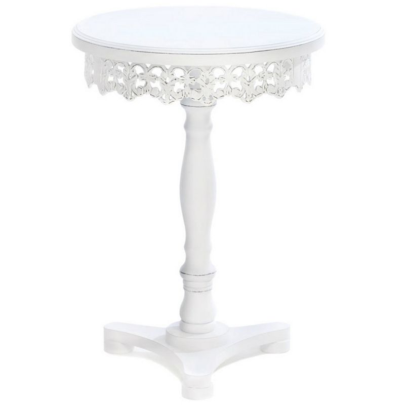 Wood Cutwork Round Pedestal Table