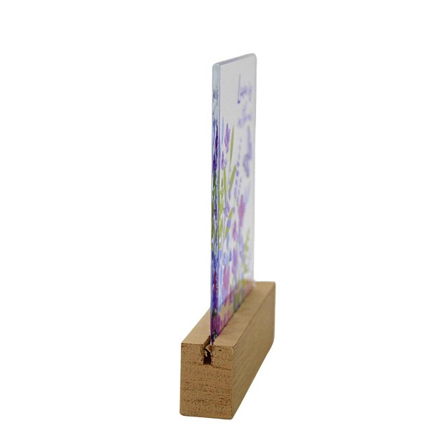 Ganz Message Desk Plaque One Glass Sign In Wooden Base 4 5 Inches Flowers Glass Multicolored