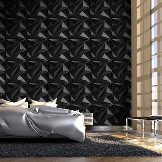 Art3d Triangle 3D Waterproof PVC Decorative Wall Panel 19.7 in. x 19.7 in. Ceiling Tile ( 32 sq. ft.box) A10hd051BK