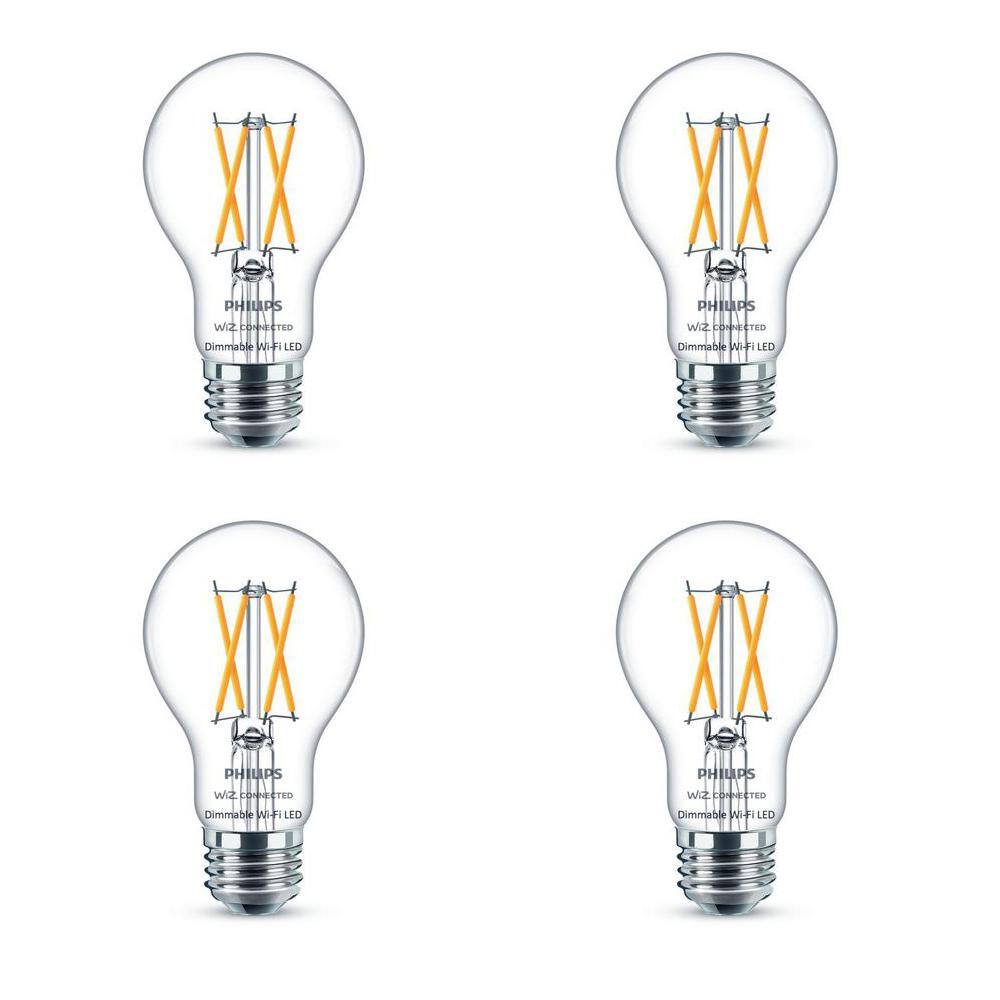 Philips Soft White A19 LED 40-Watt Equivalent Dimmable Smart Wi-Fi Wiz Connected Wireless Light Bulb (4-Pack) 555516