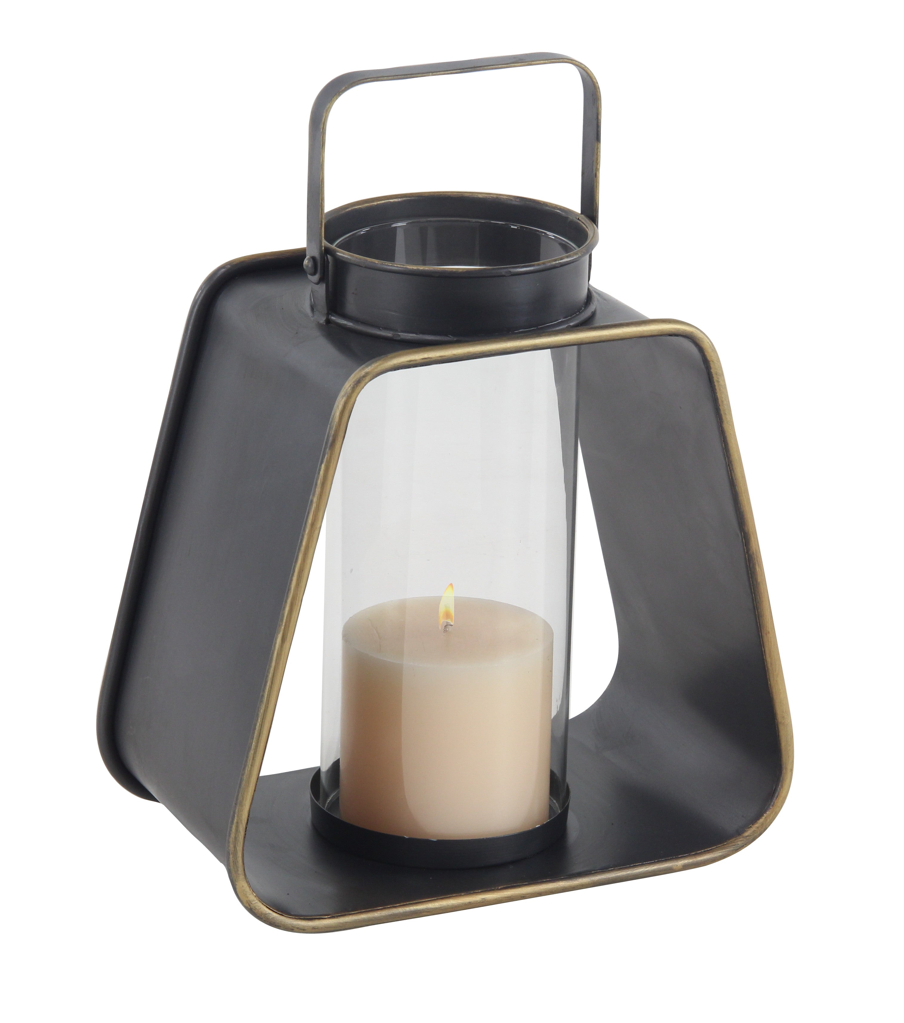 Decmode Modern 12 X 12 Inch Black Metal And Glass Candle Lantern