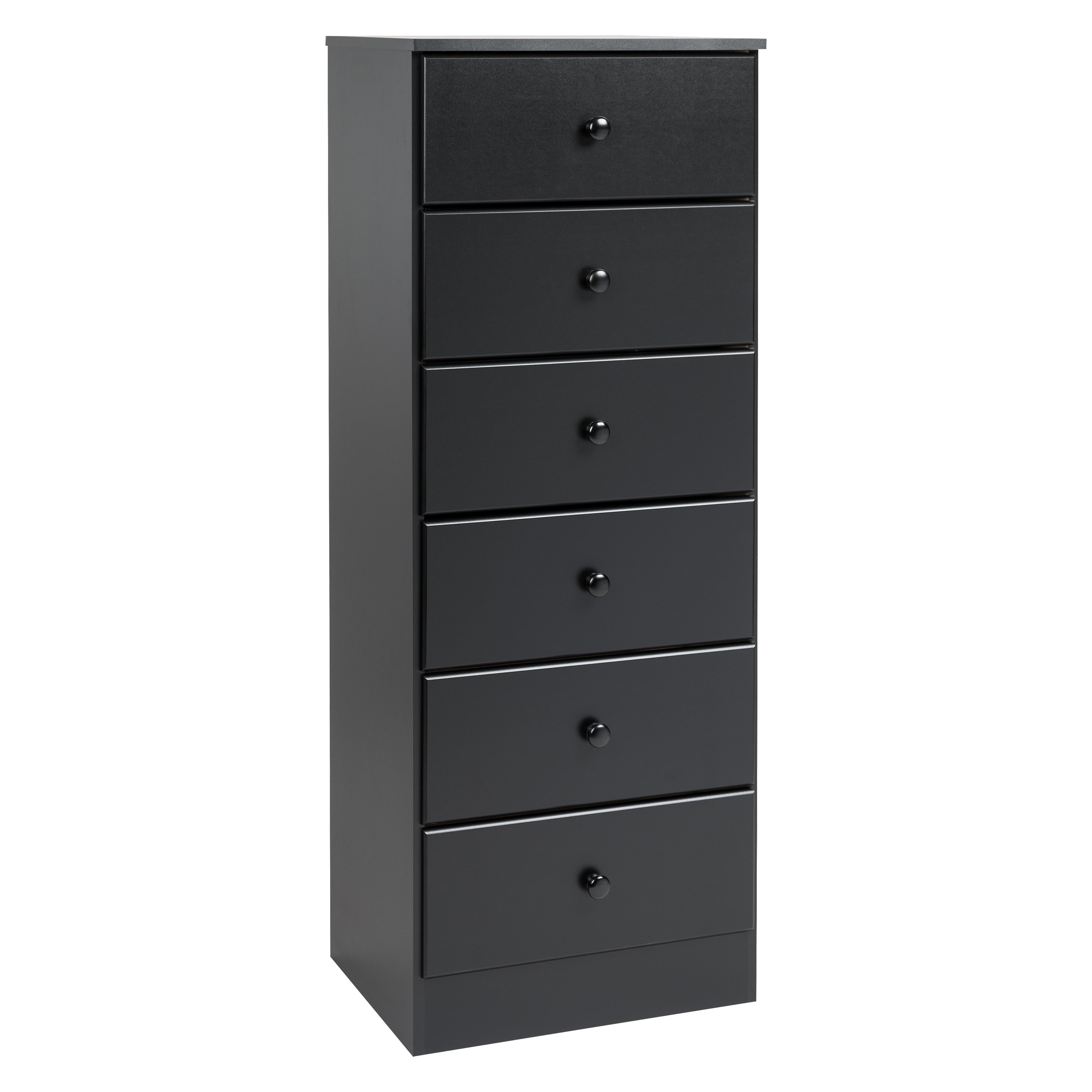 Prepac Astrid 6 Drawer Wooden Dresser Chest, 16" x 20" x 52", Black