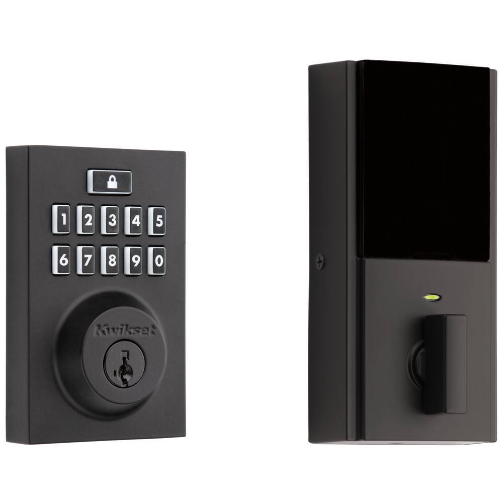 Kwikset SmartCode 914 Zigbee 3.0 Contemporary Matte Black Single Cylinder Electronic Deadbolt Featuring SmartKey Security 914CNTZB3514CP