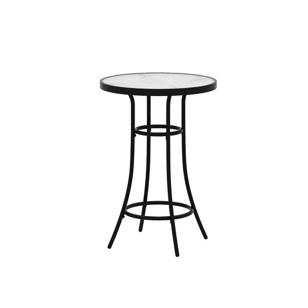 Patio Bistro Table WeatherResistant Black Metal Table Garden，Balcony