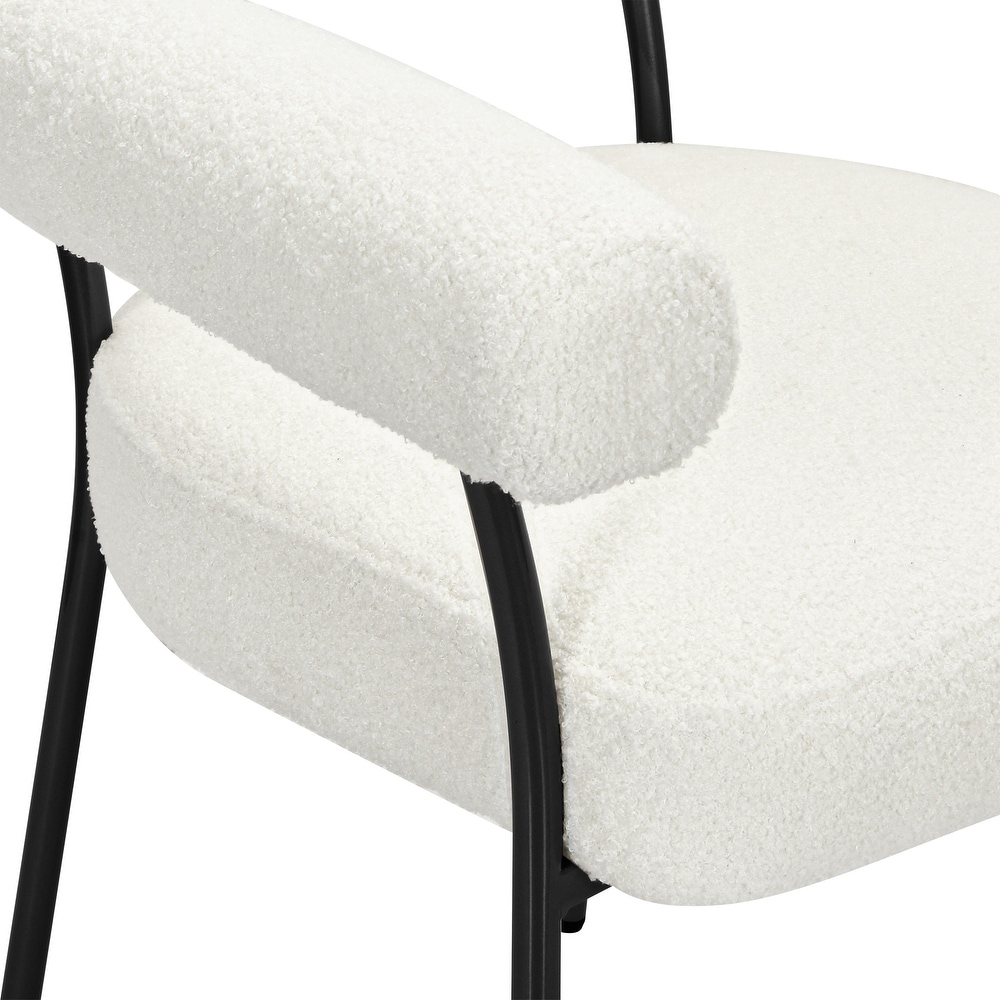 Moasis Plush Fabric Boucle Curved Back Dining Chair (Set of 2)