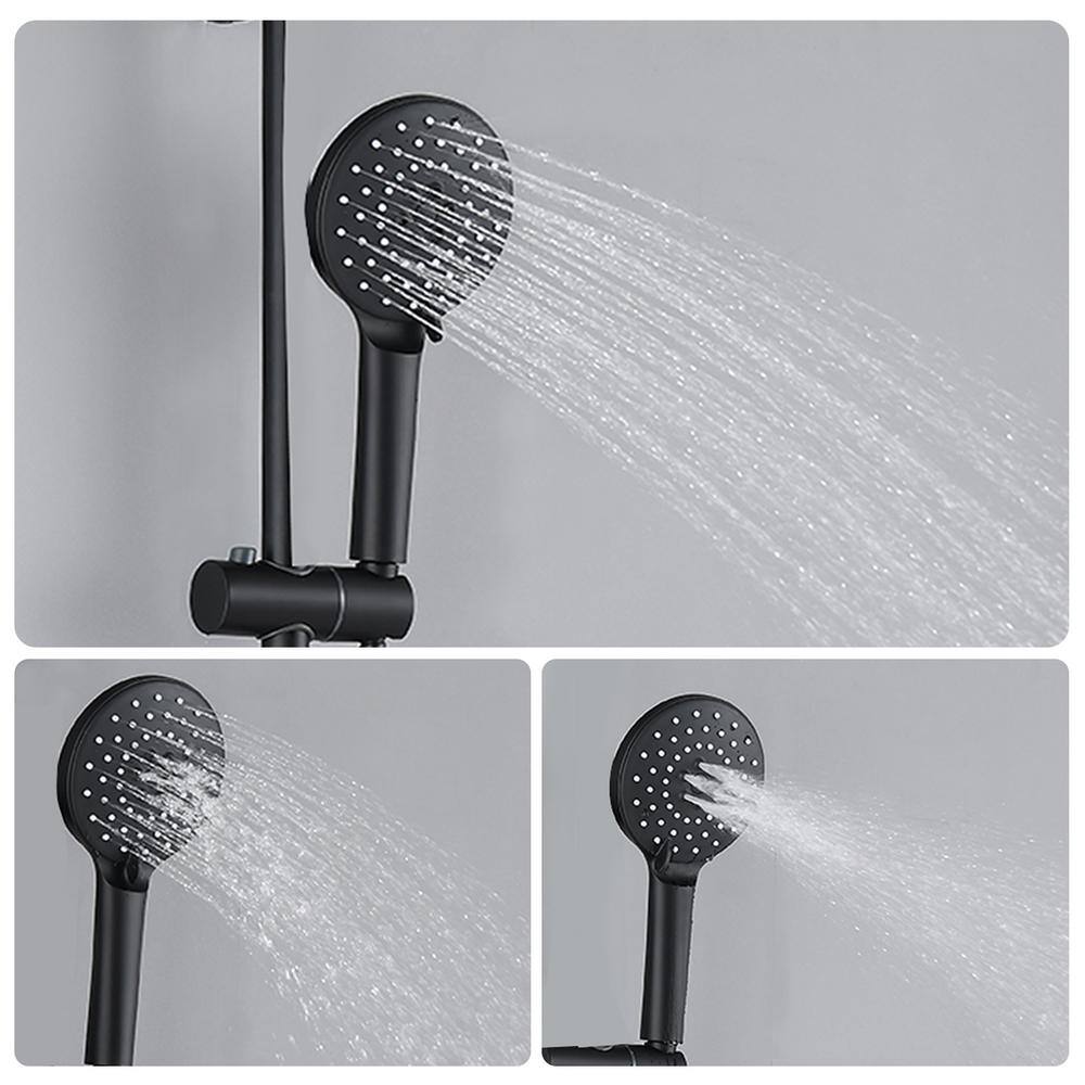 YASINU 1-Spray Patterns Wall Mount Dual Shower Heads with Soap Dish in Matte Black YN116MB