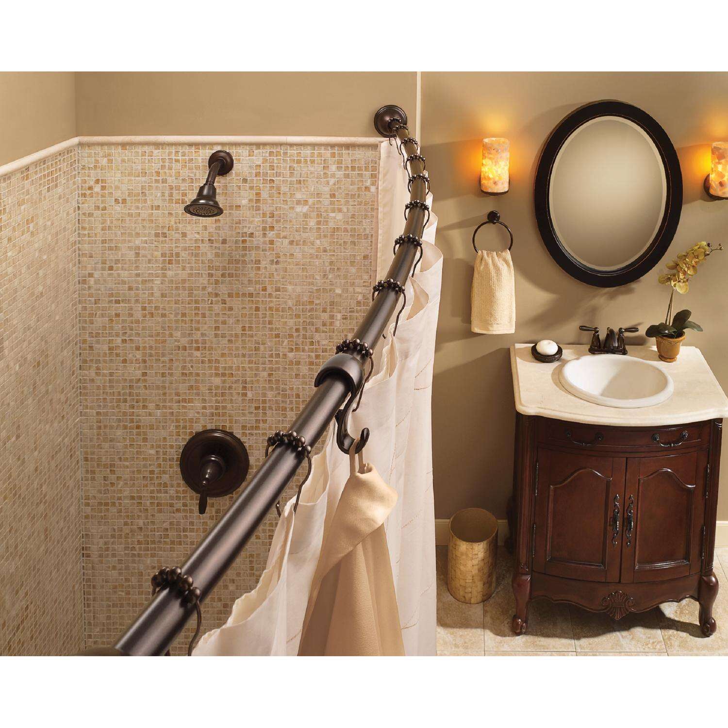 Moen Adjustable Curved Shower Rod 72 in. L Bronze