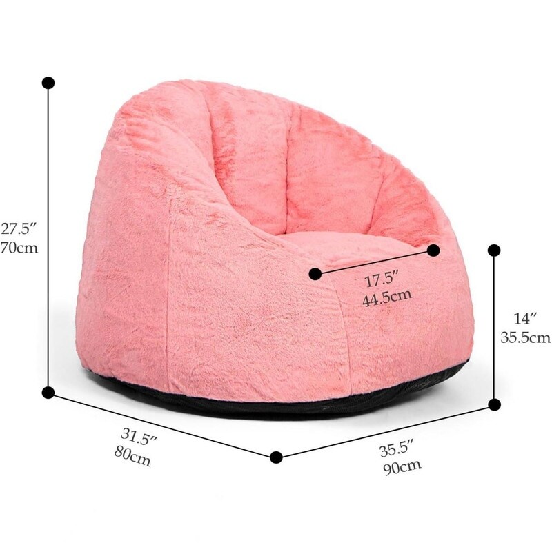 Large Bean Bag Chair 37in Soft Faux Fur