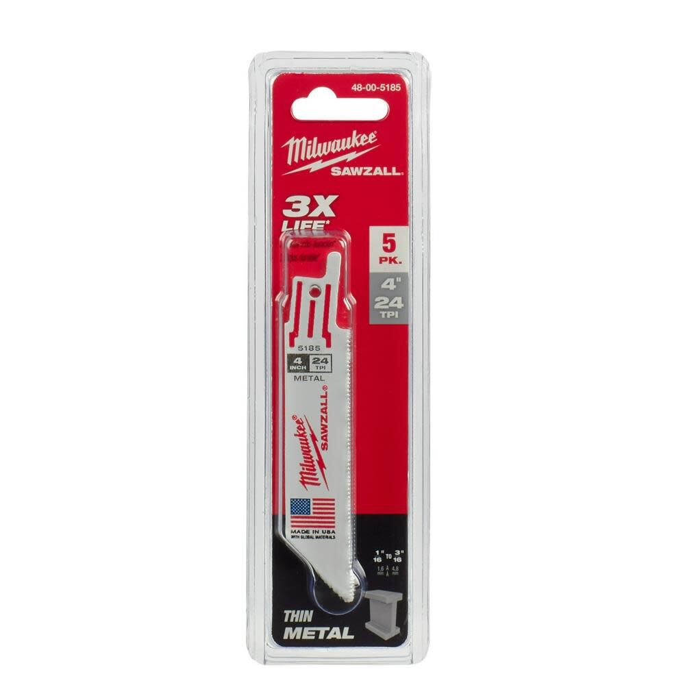 Milwaukee 4 in. 24TPI SAWZALL Blade 5PK 48-00-5185 from Milwaukee