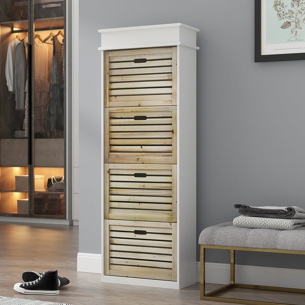 21.7W Shoe Storage Cabinet With 4 Large Fold-Out Drawers - - 35444505