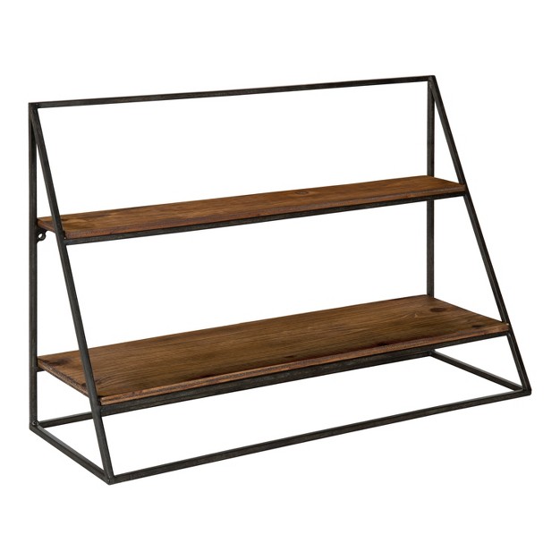 Kate And Laurel Lander Rectangle Metal Accent Shelf 24x8x16 Brown