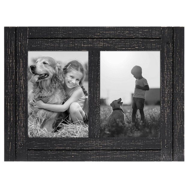 Americanflat Rustic Collage Picture Frame With Polished Glass Horizontal And Vertical Formats For Wall And Tabletop