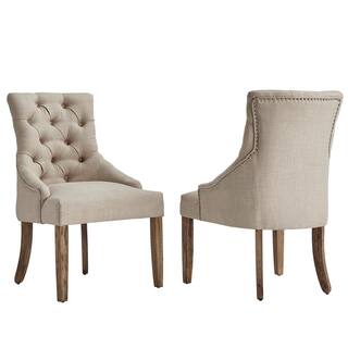 HomeSullivan Marjorie Beige Linen Button Tufted Dining Chair (Set of 2) 40E217C-BL2P