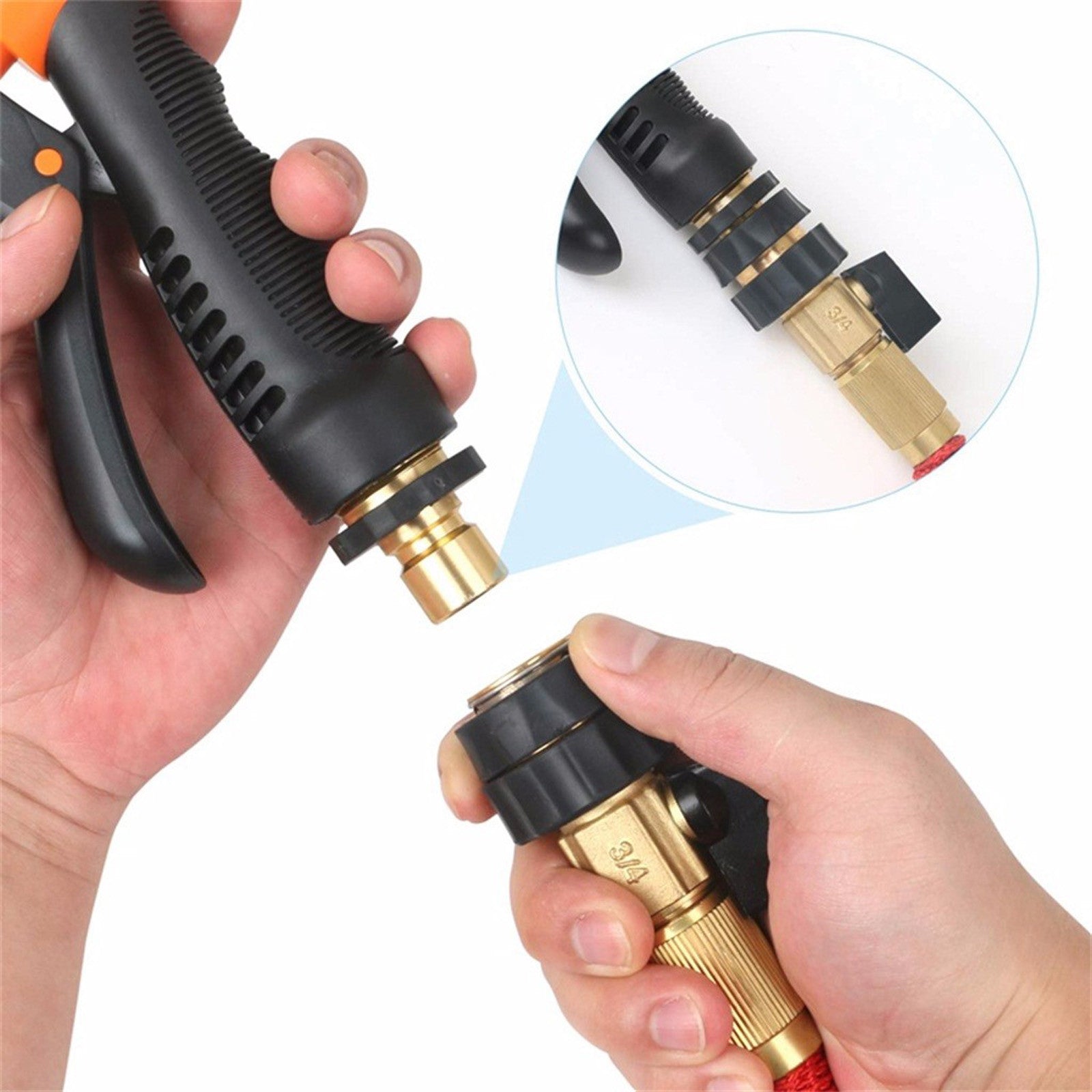 Pompotops 3/4 Inch Garden Hose Fitting Quick Connector Male and Female Set， 2 Set