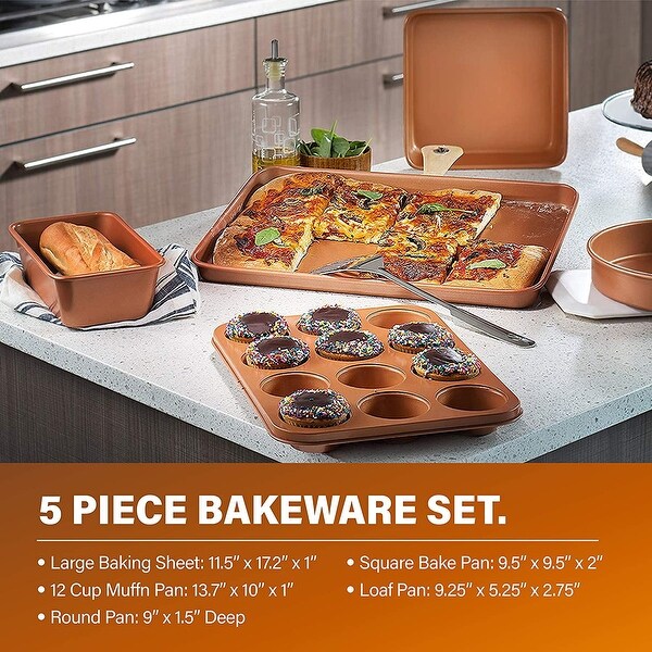 20 Piece Pots and Pans Set， Nonstick Ceramic Coating Cookware and Bakeware Set