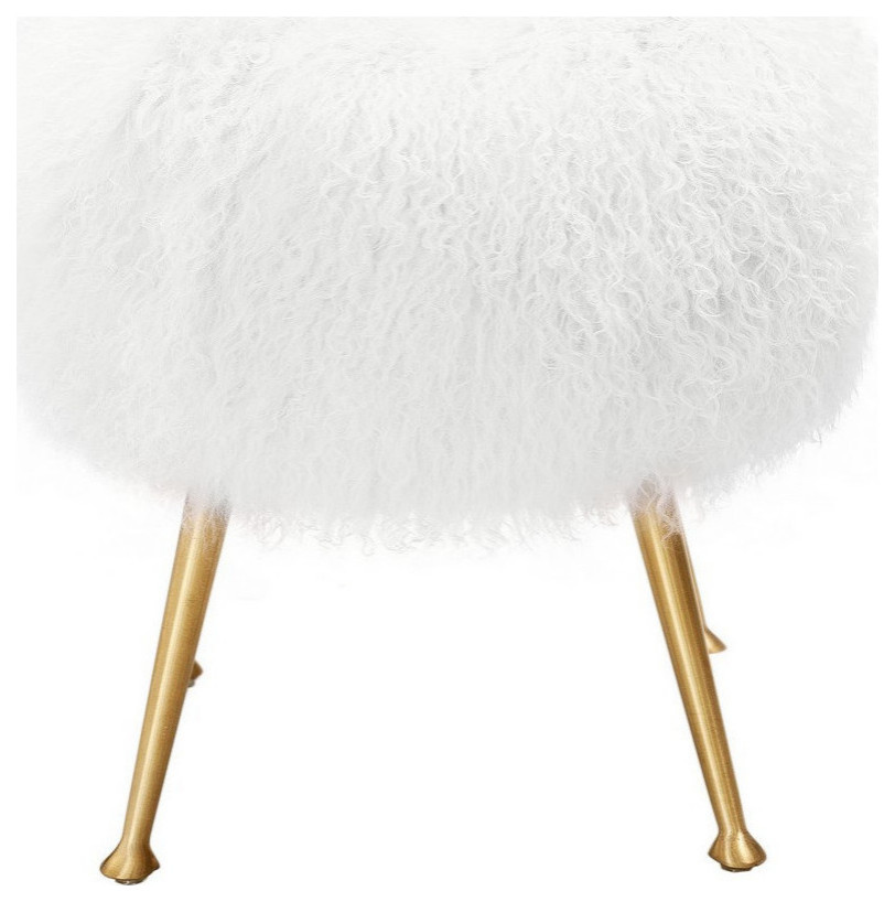 Sophie Sheepskin Ottoman  White   Midcentury   Footstools And Ottomans   by Rustic Home Furniture Deco  Houzz