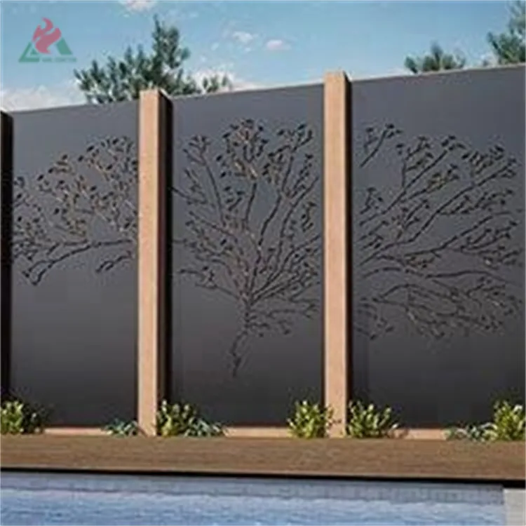 Garden planter with decorative screen corten steel fence garden privacy screen