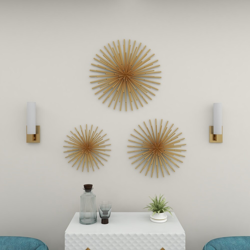 Contemporary Modern Starburst Metal Wall Sculptures Set of 3