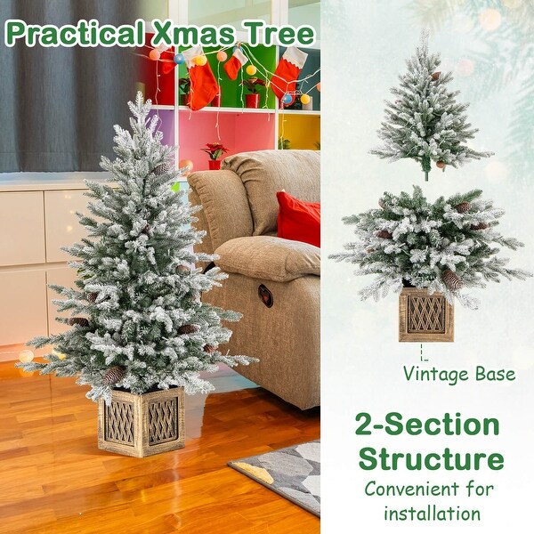 Costway 1 PCS 4 FT Artificial Xmas Tree Flocked Christmas Tree with