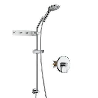 GIVING TREE 5-Spary Patterns with 3 Robe Hook 4 in. High-Pressure Wall Bar Shower Kit with Hand Shower and Valve In Chrome HDFFBT714A2-CH