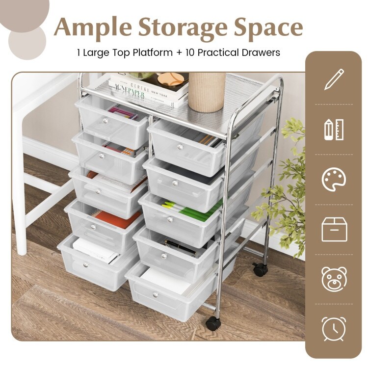 10 Drawer Rolling Storage Cart