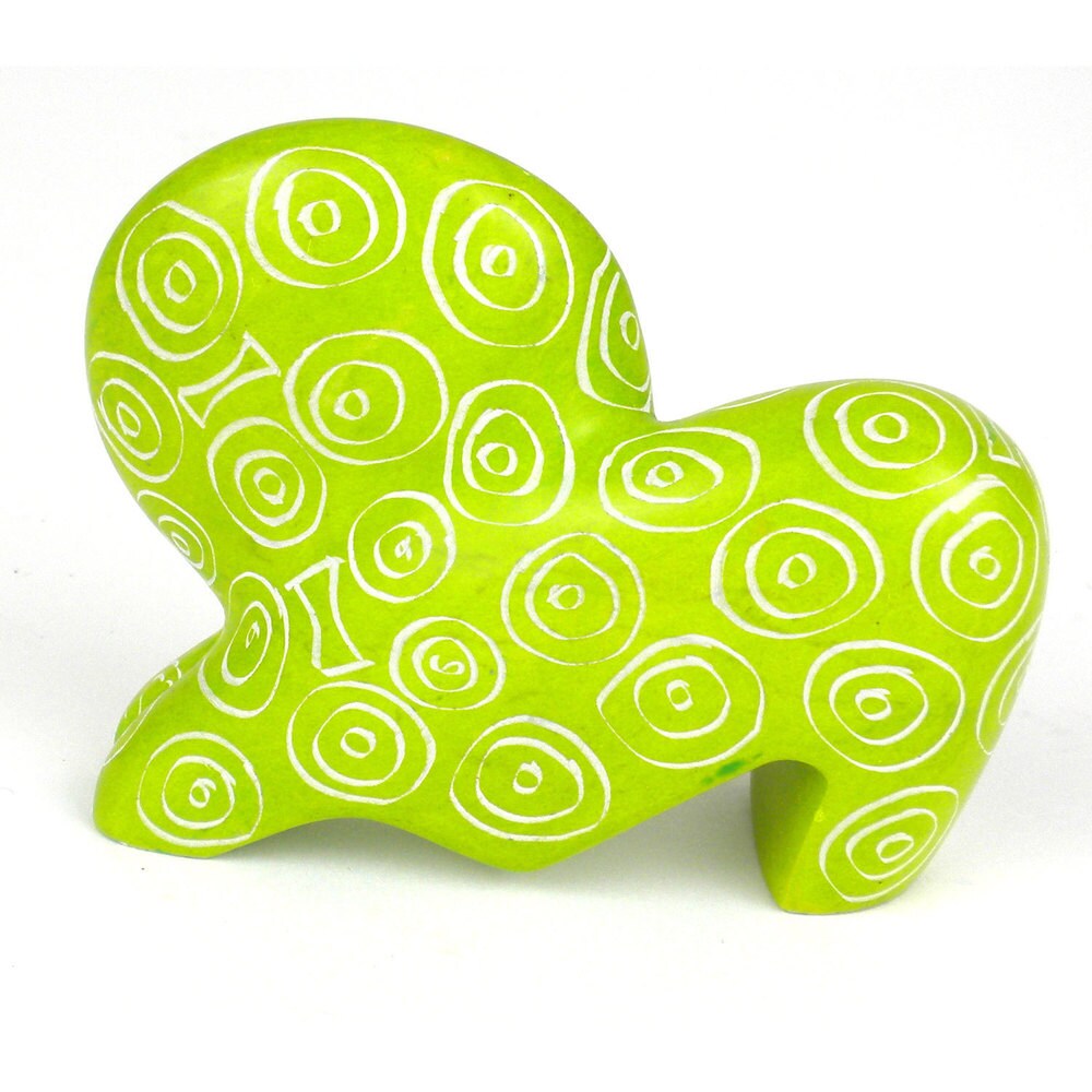 Mini Handmade Green Soapstone Funky Lion Sculpture (Kenya)