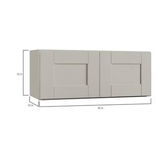 Hampton Bay Shaker 30 in. W x 12 in. D x 12 in. H Assembled Wall Bridge Kitchen Cabinet in Dove Gray KW3012-SDV