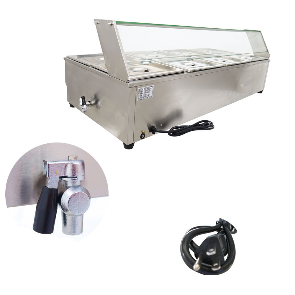 TECHTONGDA Buffet Food Warmer Stainless Steel Bain Marie Buffet Countertop 8 Pan Electric Steam Heater 6