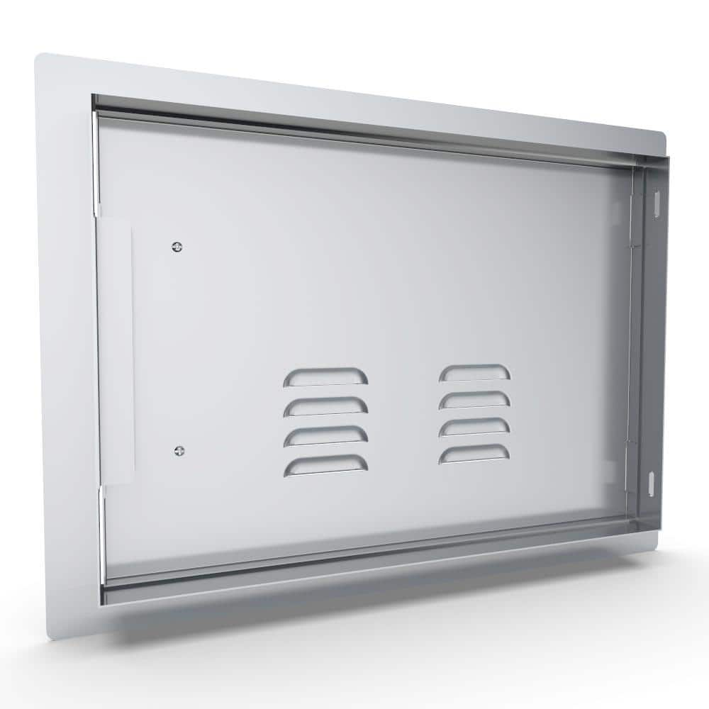 Sunstone Classic Series 23 in. x 17 in. 304 Stainless Steel Left Swing Horizontal Vented Door 818899021682