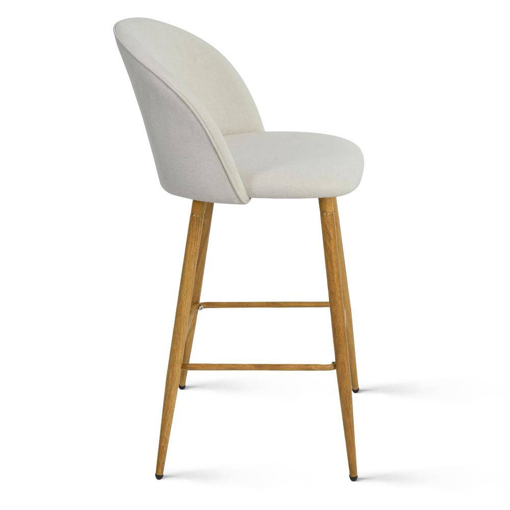 Elevens Upholstered High Back Metal Frame 26 in. Counter Stool (Set of 2) (16.3 in. W x 37.6 in. H) LOLA-MIDBAR-OATMEAL