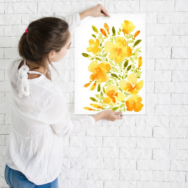 Americanflat Botanical Farmhouse Yellow Bohemian Poppies 1 By Blursbyai Poster