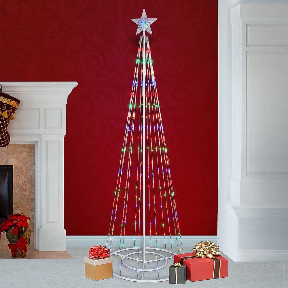 Alpine Corporation 86 in. H Indoor Artificial Christmas Tree with Multi-Colored Lights and Star Topper LUC138MC