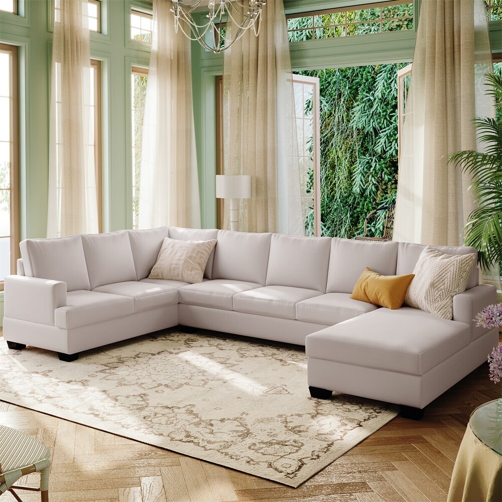 Merax Upholstered U Shape Sectional Sofa with Chaise Lounge Couch