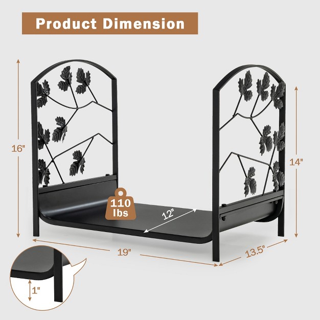 Costway 19 x27 x27 Firewood Storage Rack Leaf Patterns Firewood Storage Holder