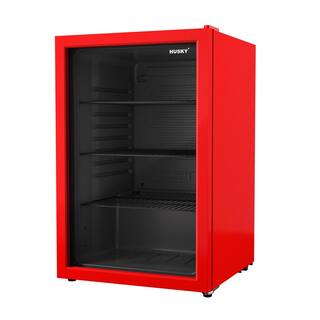 Husky 4.6 Cu. ft. 158-Can Quiet XL Glass Door Freestanding Beverage Refrigerator with Reversible Door without Freezer(Red) OSFG022-RXL