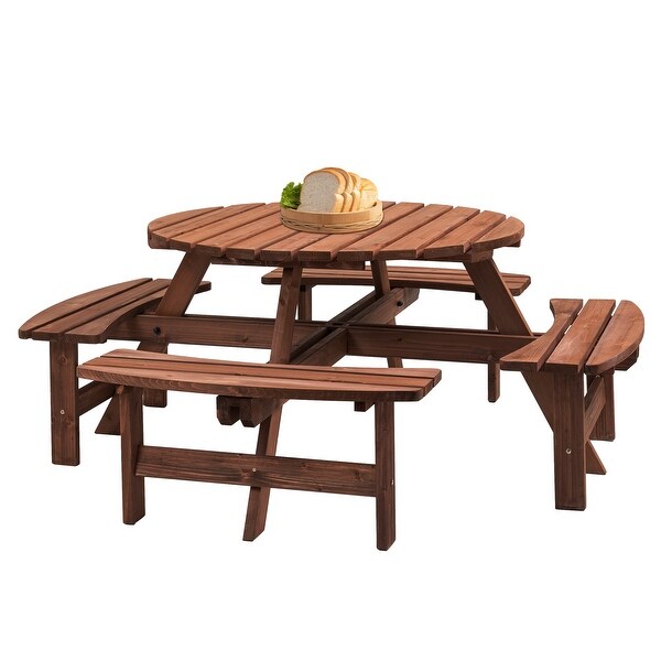 8Person Outdoor Picnic Table w/Benches and Umbrella Hole，2200 LBS