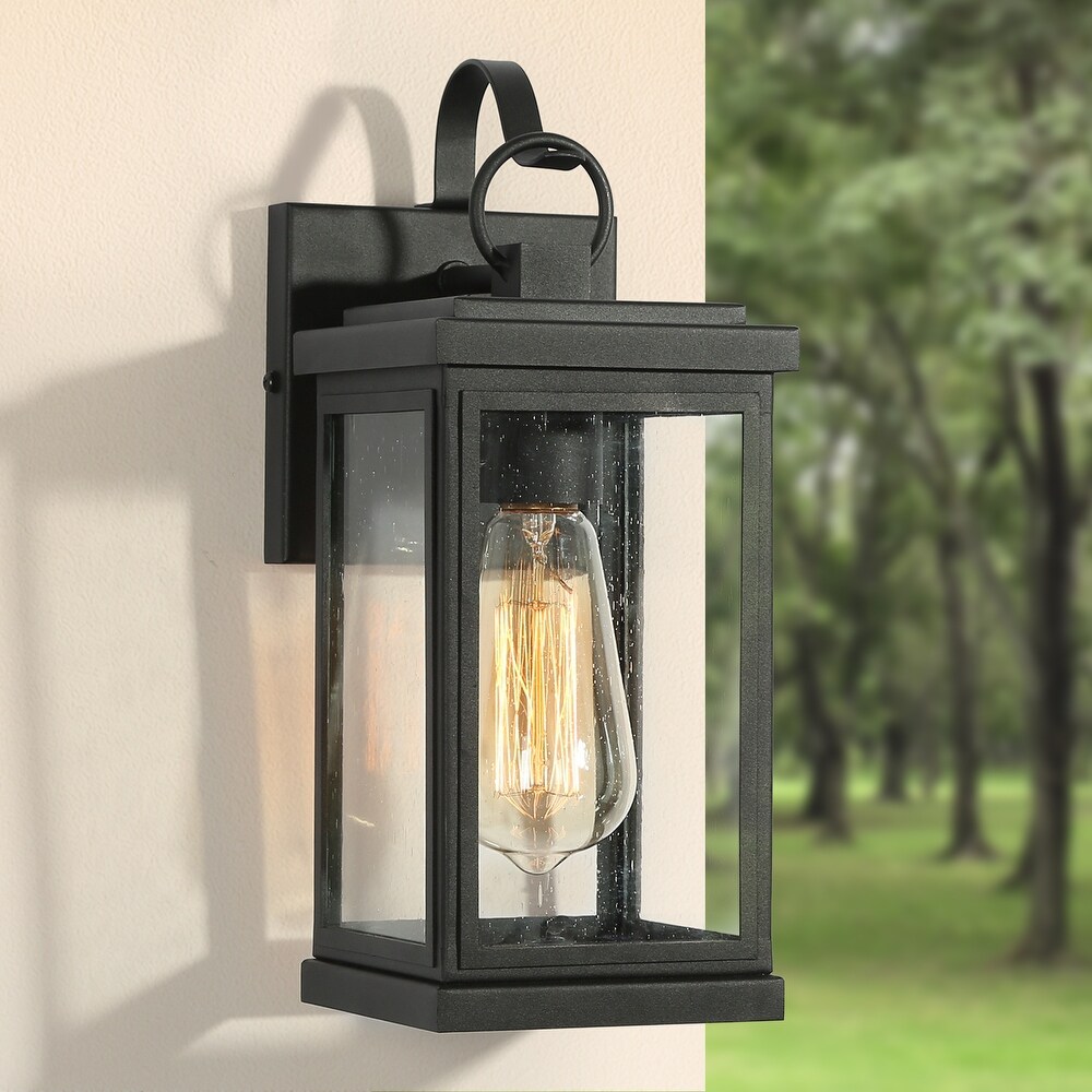 Bern Mid Century Modern Black 1 Light Outdoor Lantern Wall Sconce   L 5.1\