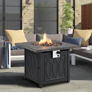 CASAINC 32 in. Metal 50000 BTU Propane Fire Pit Table Patio Gas Fire Pit with Lid and Lava Rock WFEHFP-03-A