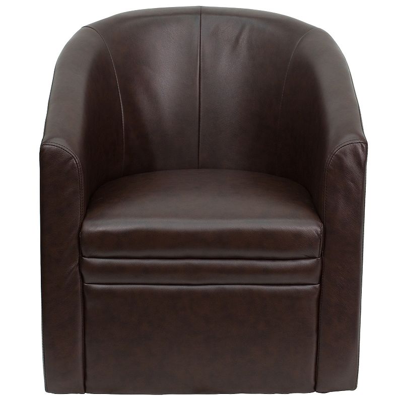 Emma and Oliver Leather Barrel-Shaped Guest Chair