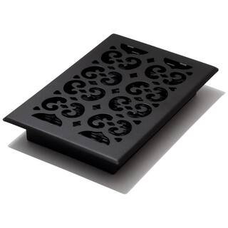 Decor Grates 6x10 Scroll Text Black Floor Register STH610